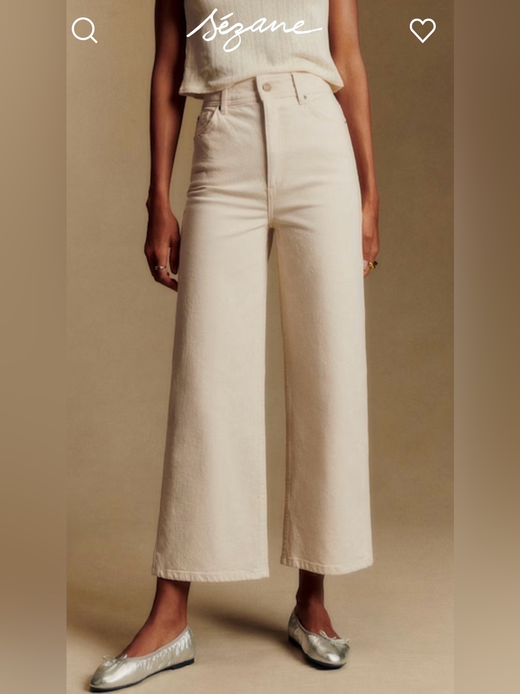 Sezane Le Crop Mottled Ecru - Size 6